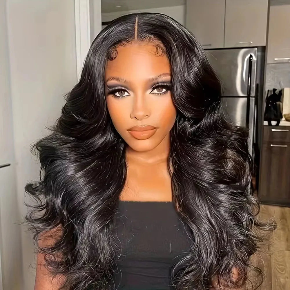 Body Wave 13x6 HD Transparent Lace Front Human Hair Wig 40 Inch Pre Plucked 220 Density 5x5 Glueless Lace Frontal Wigs for Women