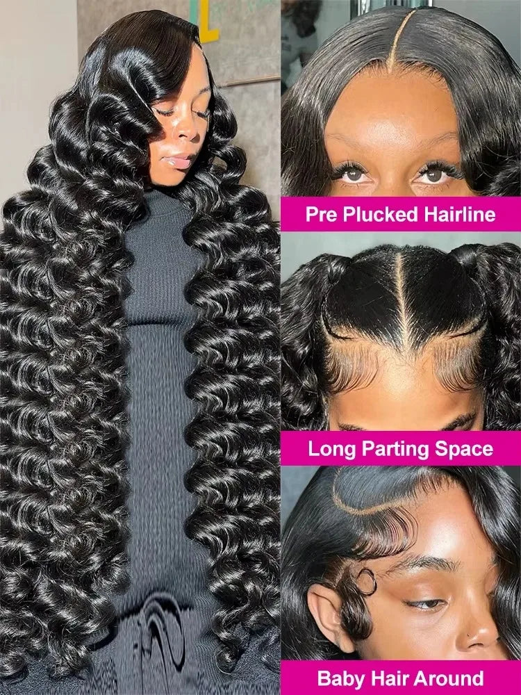 13x6 HD 38 42 Inch 200% Loose Deep Wave Curly Lace Front Human Hair Wigs 13x4 Lace Frontal Raw Brazilian Remy Hair Wig
