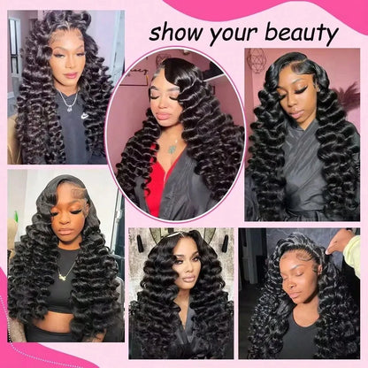38 40 Inch 13x6 HD Deep Wave Lace Front Wig 200% Density Deep Wave Human Hair Wig Brazilian Virgin Curly Human Hair Wig For Women 13x4 Glueless Lace Frontal Wigs With Baby Hair Pre Plucked Hairline Natural Color