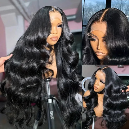 Brazilian Remy Human Hair Lace Front Wig Natural Black Body Wave 13x4 HD Transparent Lace Frontal Pre Plucked For Women