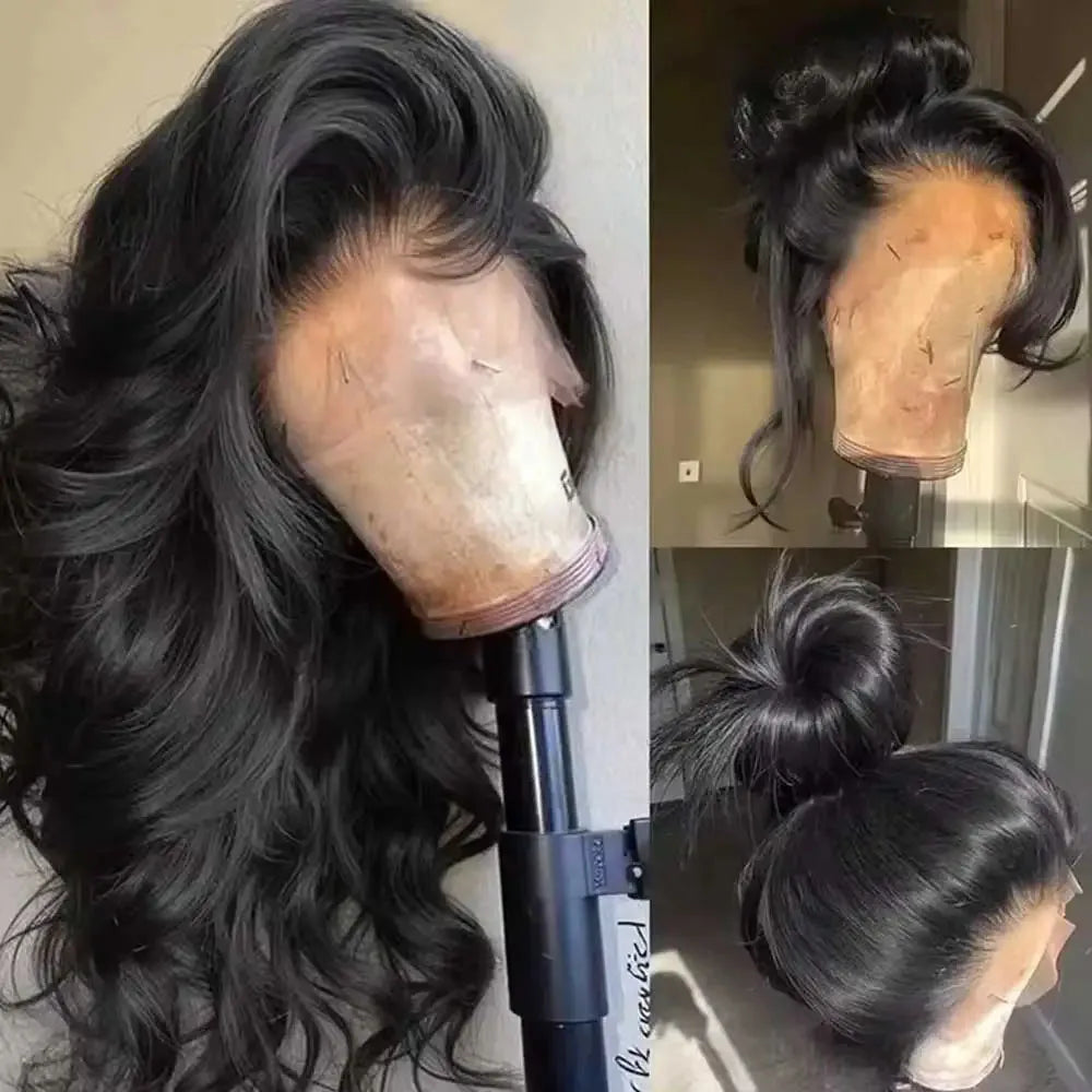 Body Wave 13x6 HD Transparent Lace Front Human Hair Wig 40 Inch Pre Plucked 220 Density 5x5 Glueless Lace Frontal Wigs for Women