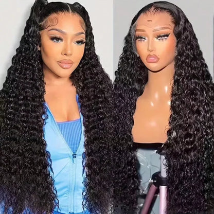 Deep Wave Human Hair Wig 13x4 Lace Front Wig For Women 200% Density Pre-Plucked With Baby Hair Transparent Lace Wig 22 Inch