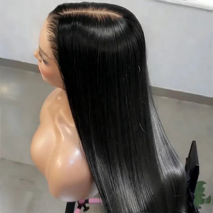 40 Inch Bone Straight Lace Frontal Human Hair Wigs 13x6 Hd Transparent Lace Front Pre Plucked Wig 360 Full Lace Wig NaturalBlack