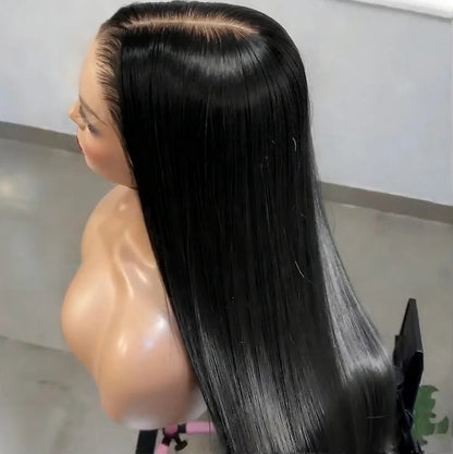 40 Inch Bone Straight Lace Frontal Human Hair Wigs 13x6 Hd Transparent Lace Front Pre Plucked Wig 360 Full Lace Wig NaturalBlack