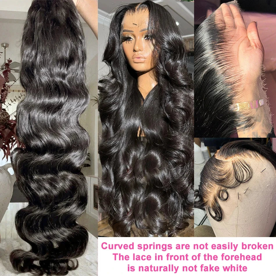 Brazilian Remy Human Hair Lace Front Wig Natural Black Body Wave 13x4 HD Transparent Lace Frontal Pre Plucked For Women